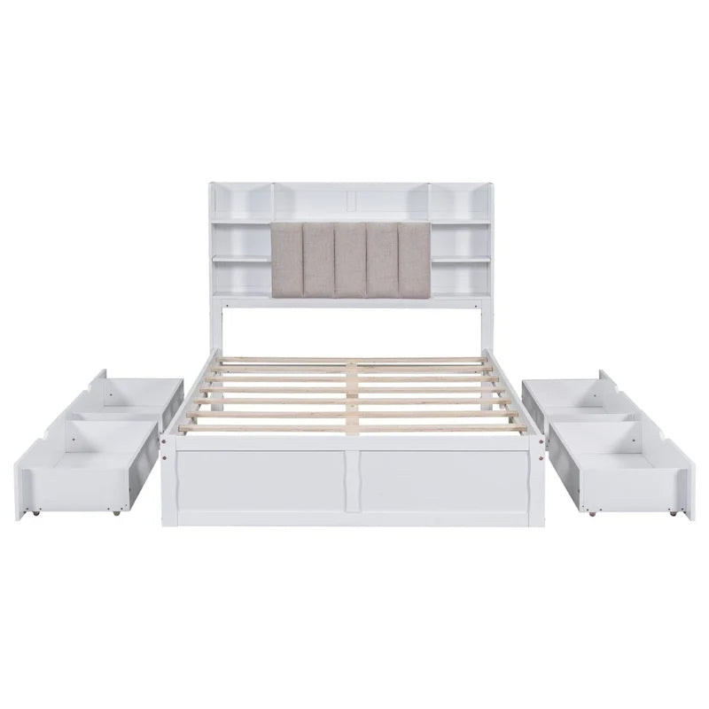 Struttura letto con 4 cassetti contenitore portatili sotto il letto