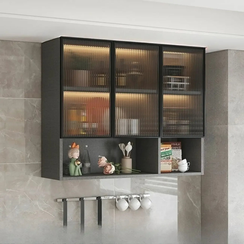 Madia pensile da cucina grigia in legno