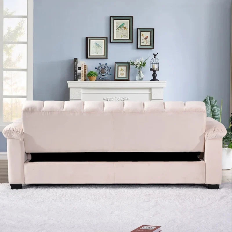 Divano letto convertibile in velluto da 82,7" con 2 cuscini