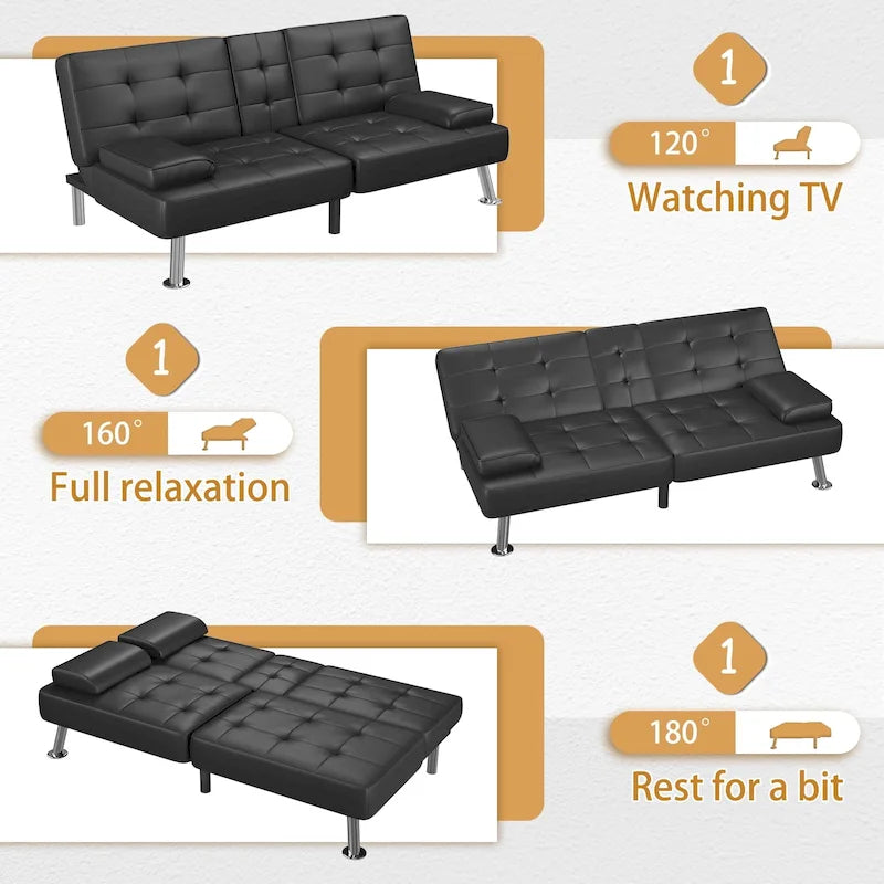 Divano letto futon convertibile Homall con portabicchieri e cuscini