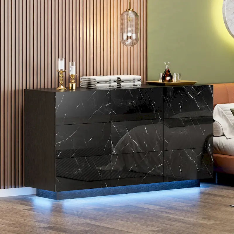 Cassettiera a 9 cassetti per camera da letto con luce