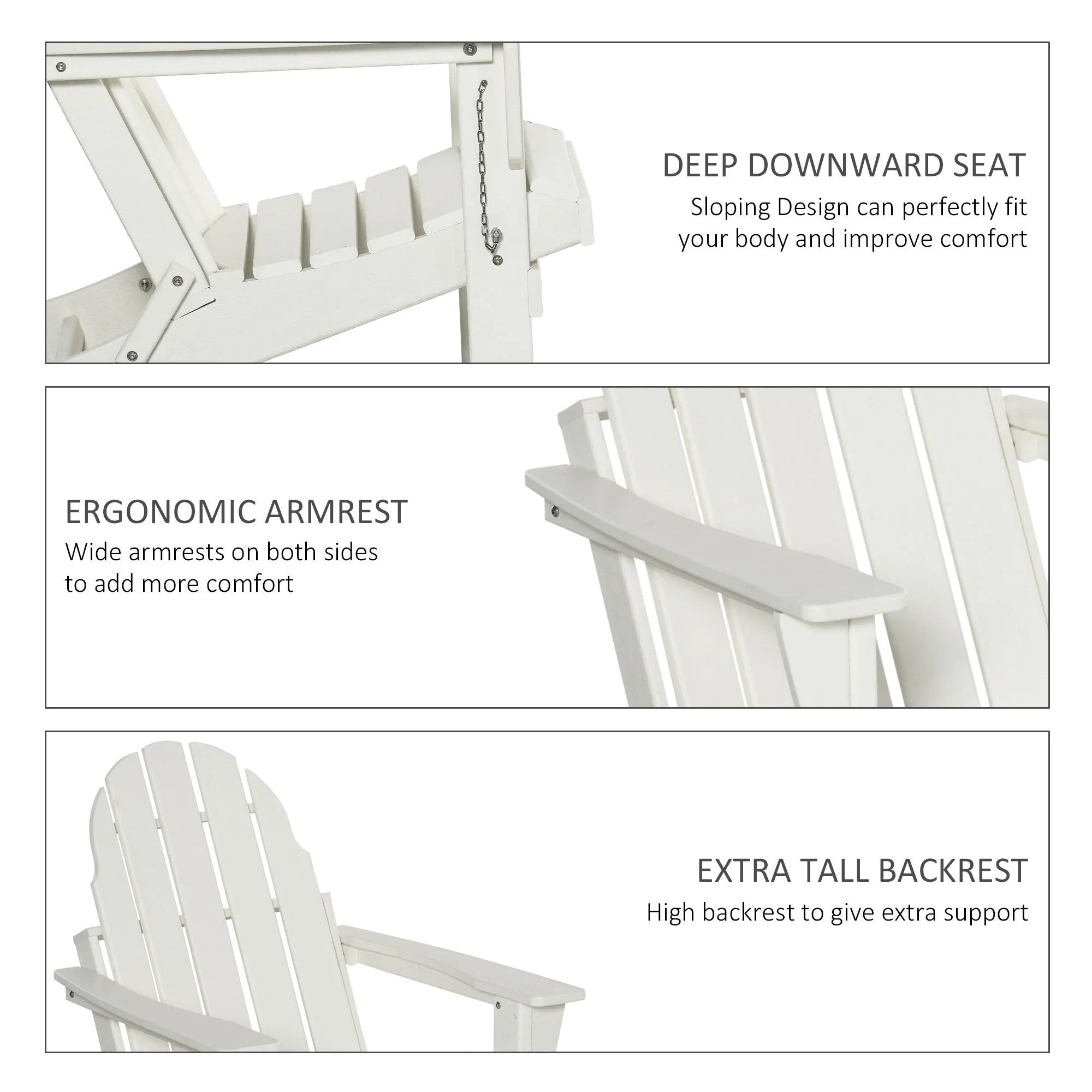 Sedia Adirondack pieghevole, sedie a sdraio in plastica HDPE per esterni per tutte le stagioni, per patio, terrazza e arredi da giardino