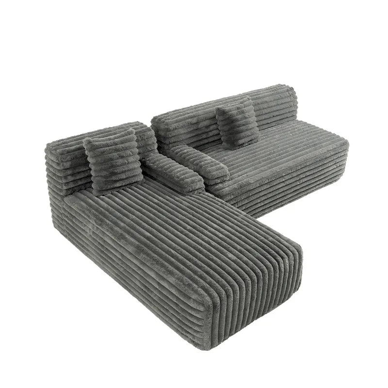 Divano componibile Cloud, divano moderno imbottito con 2 cuscini decorativi, divano combinabile liberamente, divano componibile a L