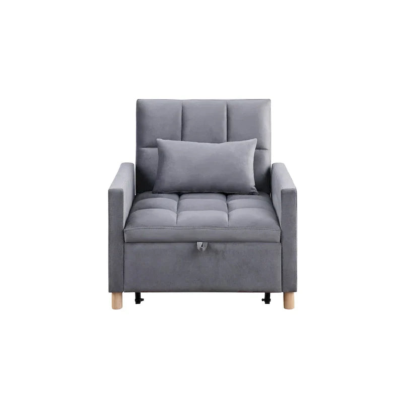 Divano letto 3 in 1 convertibile, poltrona e lettino, nero