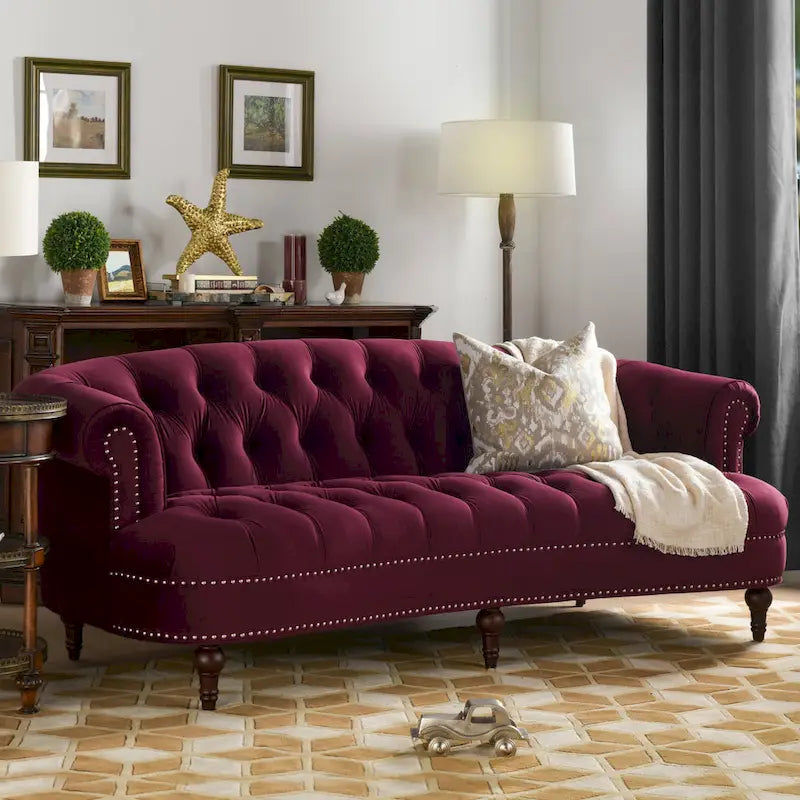 Divano Chesterfield trapuntato in velluto La Rosa 84 Mid-Century Modern