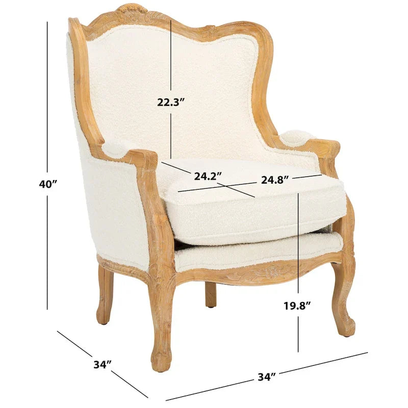Poltrona con orecchioni Kali Oak in lino naturale - 34Lx34Px40H
