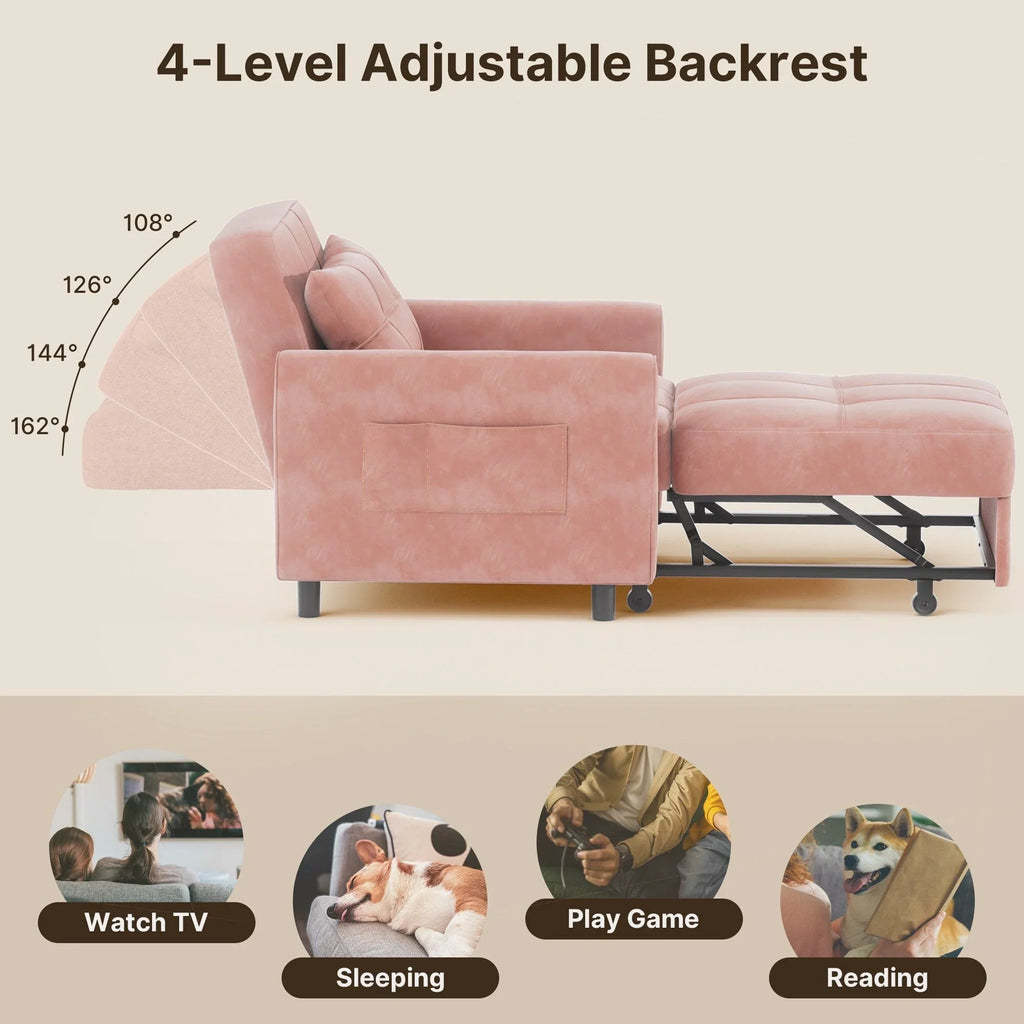 Divano letto trasformabile 3-in-1, Poltrona letto estraibile, Letto pieghevole convertibile per soggiorno