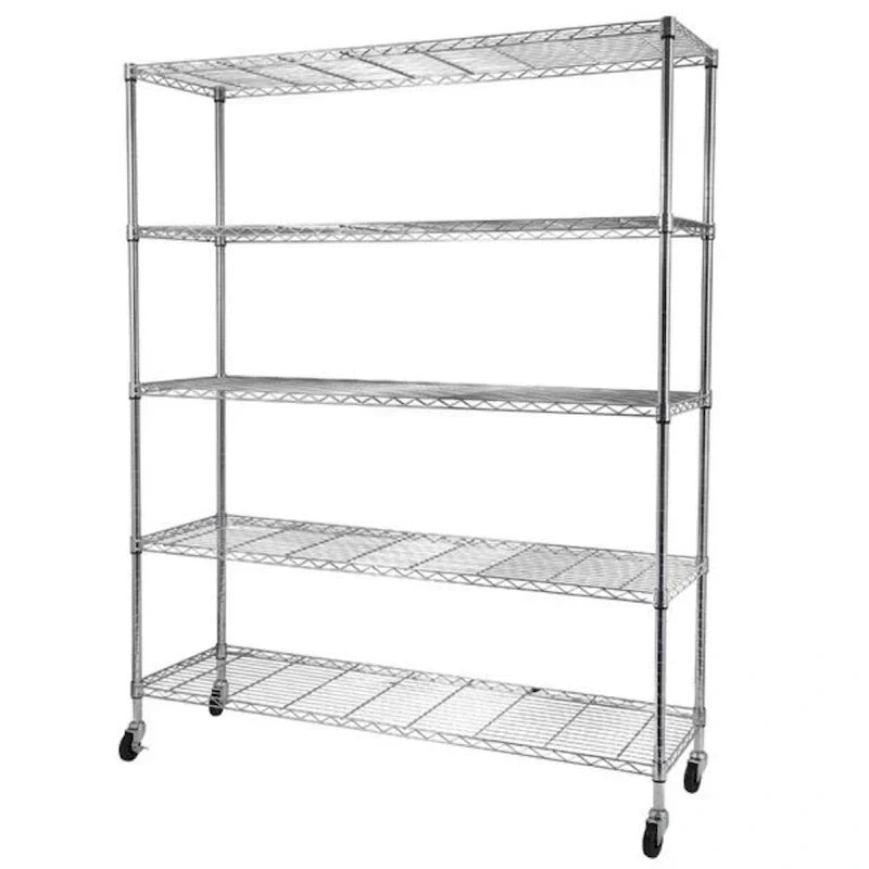 Scaffalatura in acciaio a 5 ripiani con ruote - (59.06 x 17.72 x 70.87)