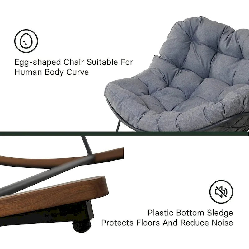 Sedia a dondolo gigante da patio, sedia a forma di uovo per interni ed esterni, in stile libero, con cuscino, poltrona moderna per giardino, cortile