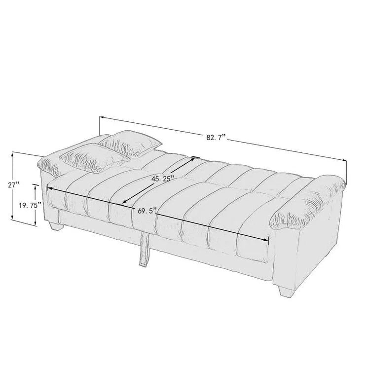 Divano letto convertibile in velluto da 82,7" con 2 cuscini