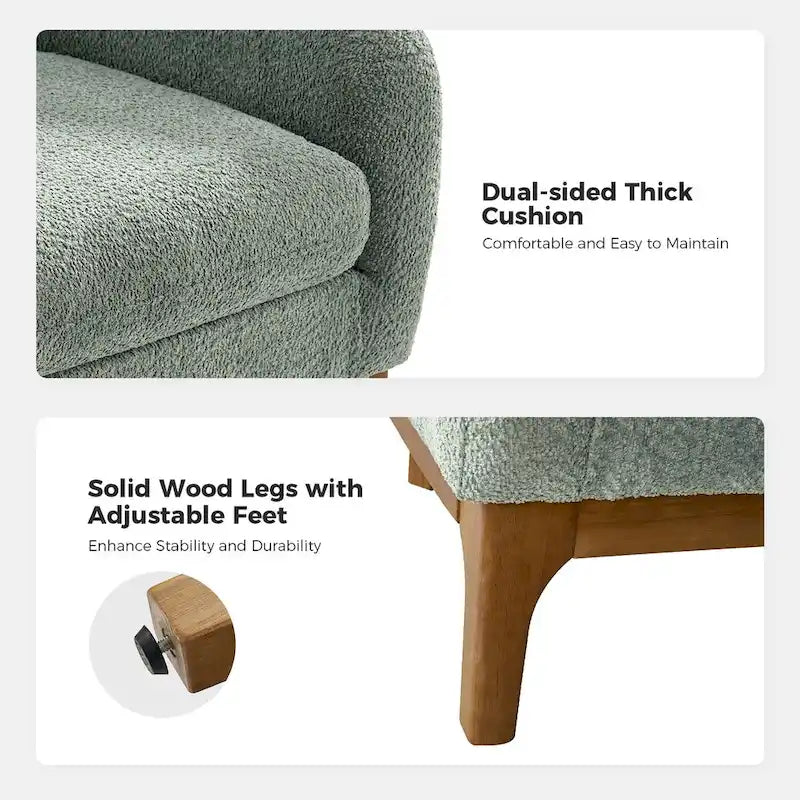 Poltrona a botte Augus Modern Boucle con gambe in legno massello di HULALA HOME
