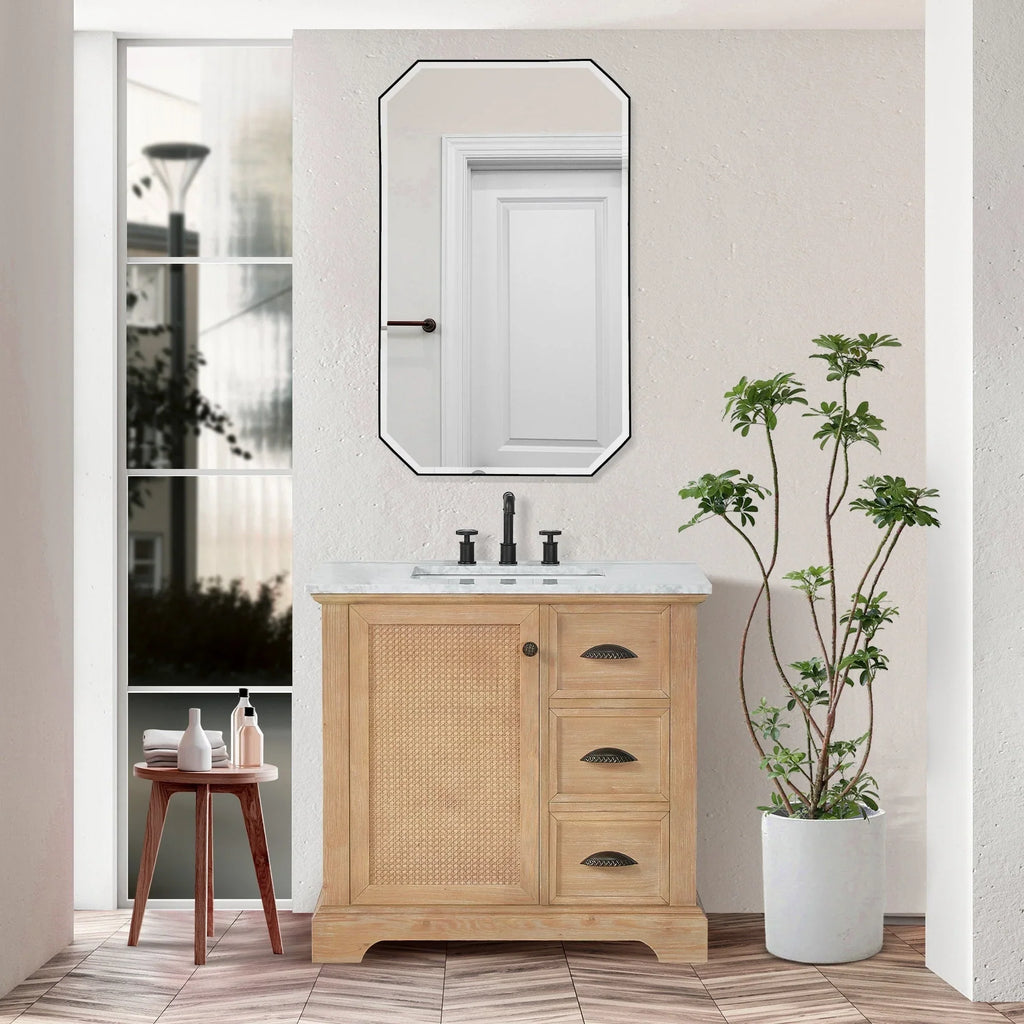 Mobile bagno Hervas con top in marmo naturale senza specchio