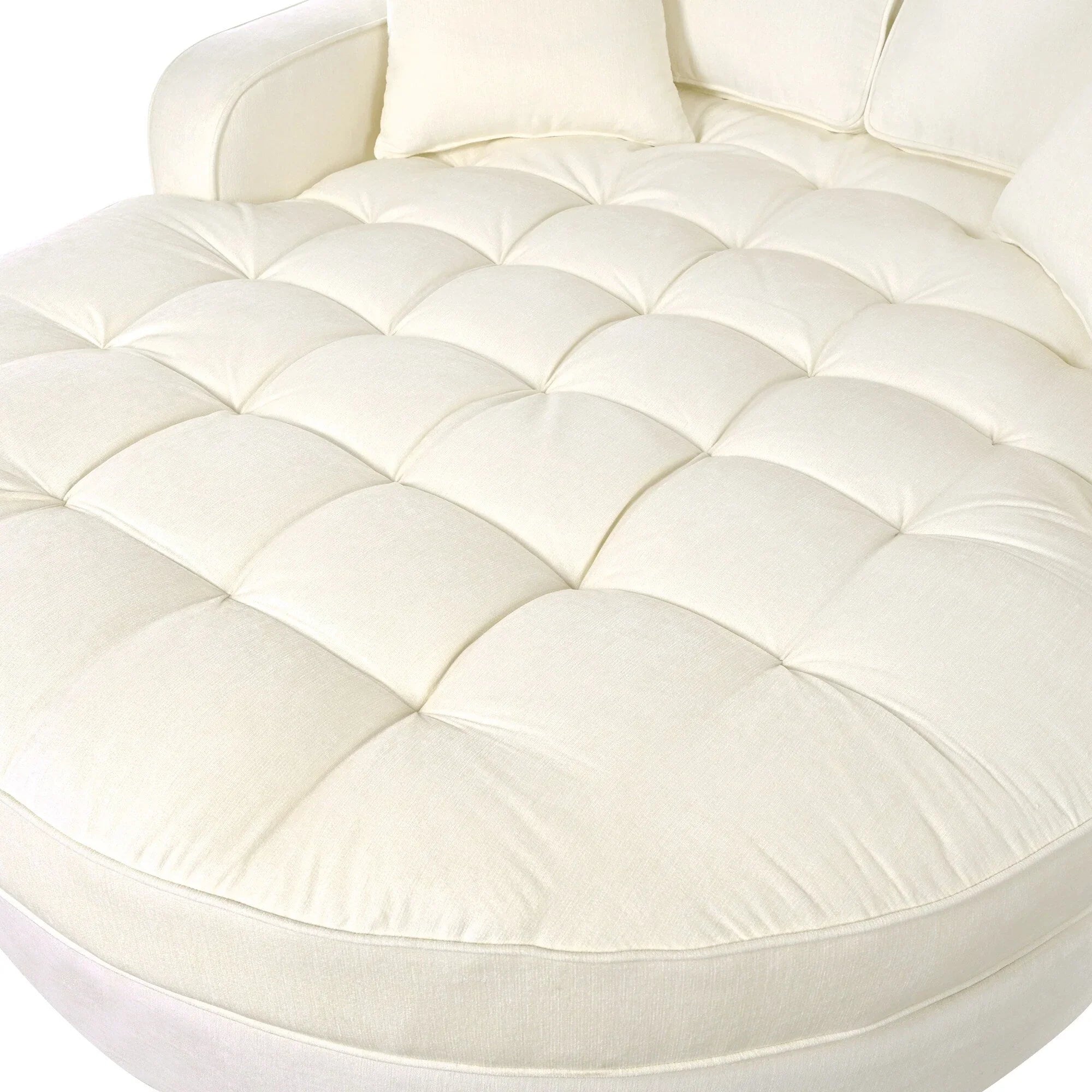 Divano Letto Chaise Longue in ciniglia, Divano Imbottito con Schienale Trapuntato e 2 Cuscini Rimovibili per Soggiorno