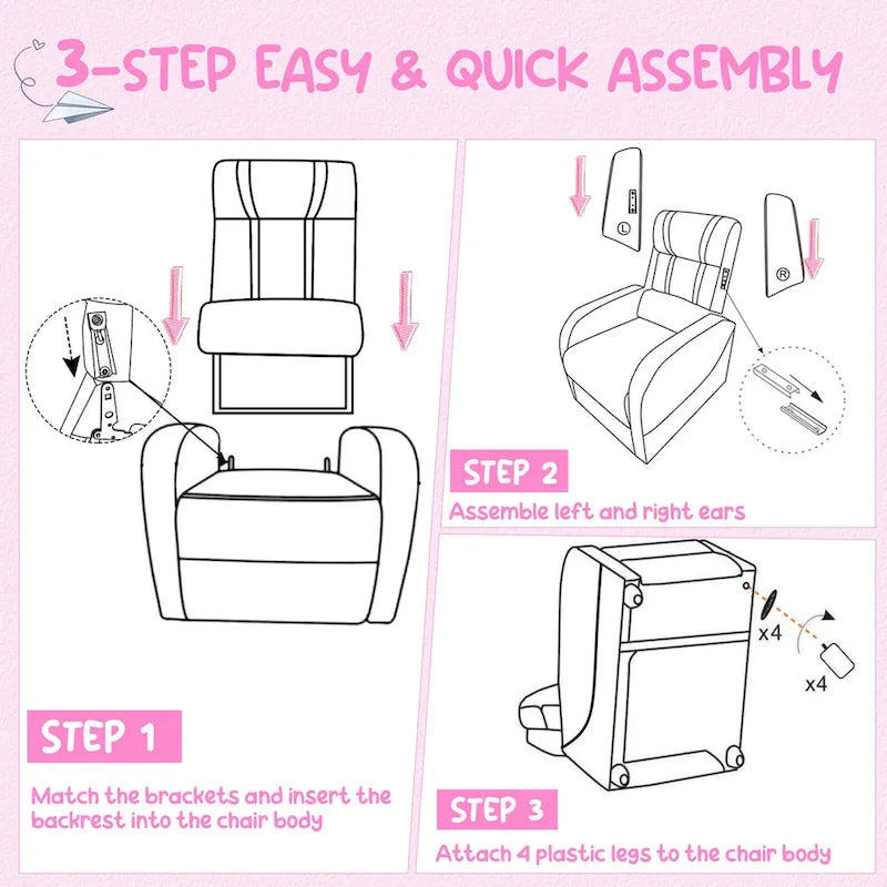 Poltrona Reclinabile Ergonomica Gymax per Bambini in Pelle con Poggiapiedi