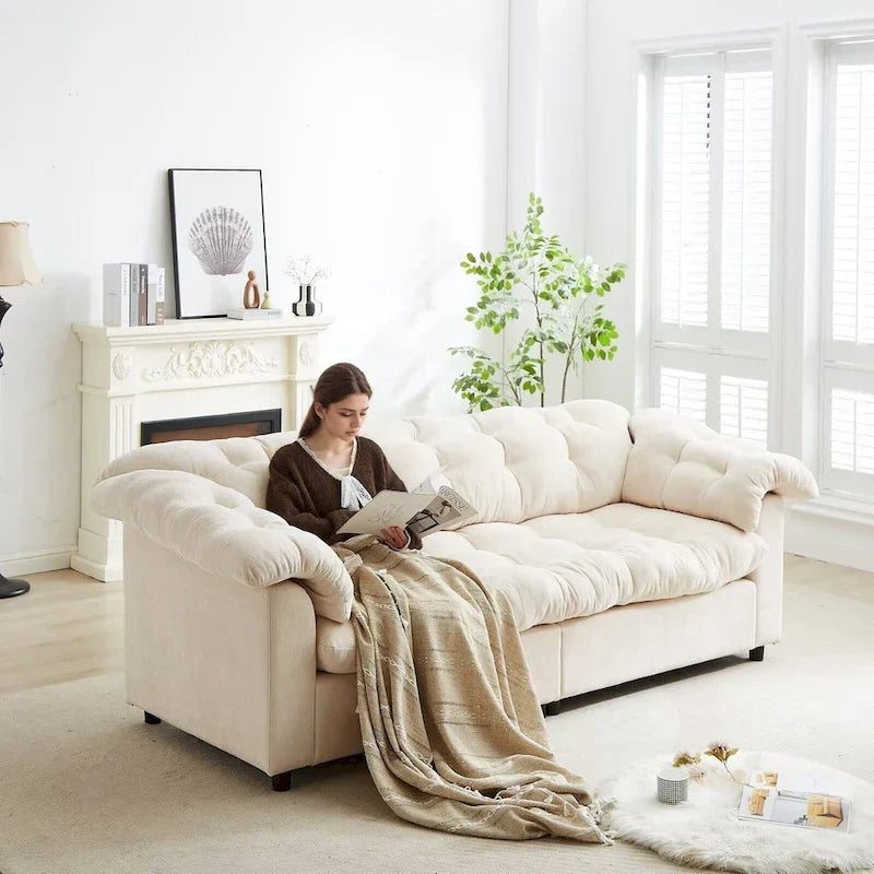 99.2  Divano profondo Chenille Comfort, Divano soffice effetto nuvola imbottito