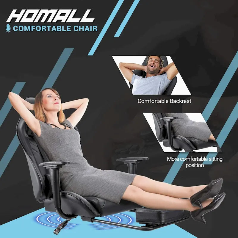 Sedia da gaming con poggiapiedi - Sedia da scrivania ergonomica