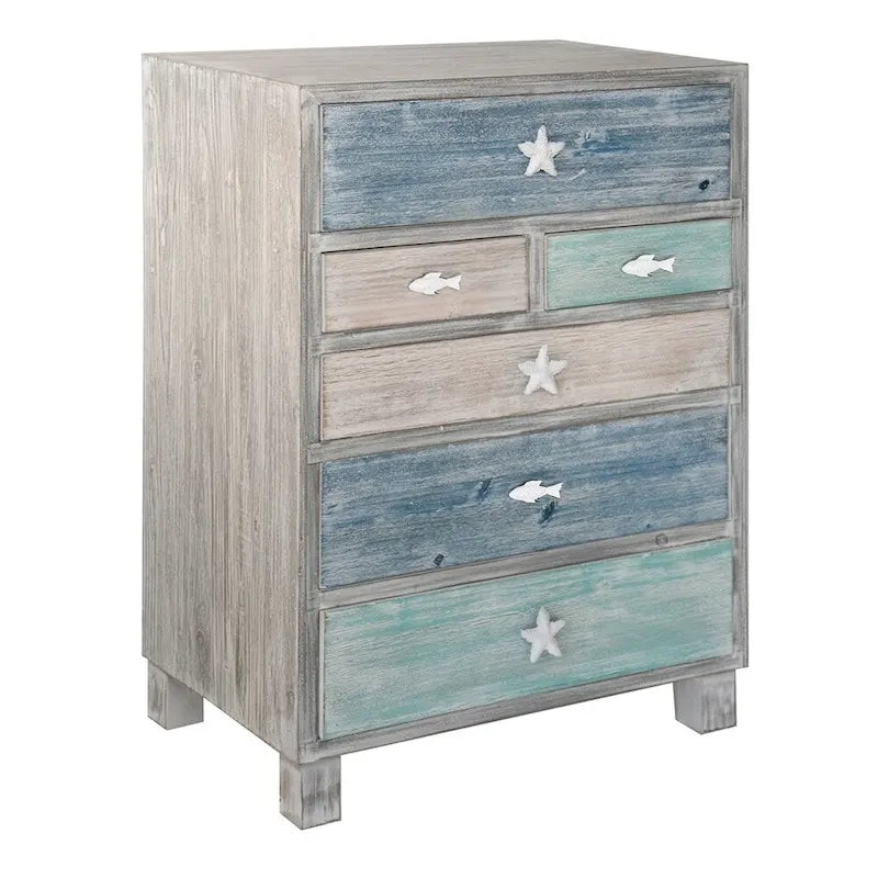 Cassettiera da 6 cassetti nautica in legno galleggiante multicolore Key West