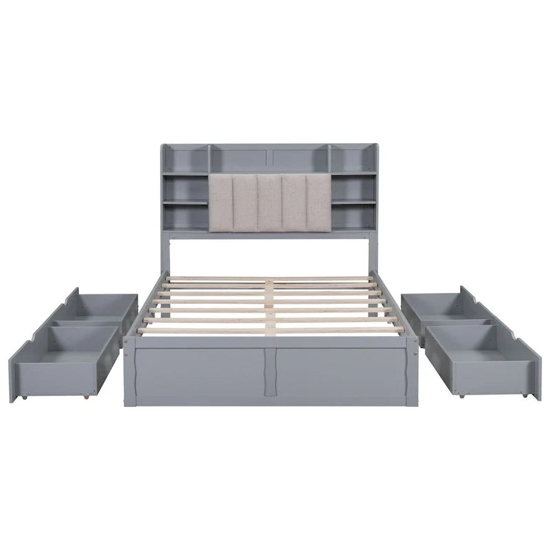 Struttura letto con 4 cassetti contenitore portatili sotto il letto