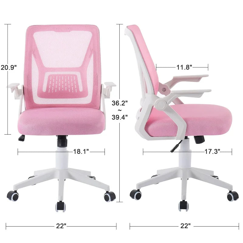 Javlergo Sedia da Ufficio Girevole a Schienale Medio con Supporto Lombare, Sedia da Scrivania Ergonomica da Computer in Rete con Braccioli