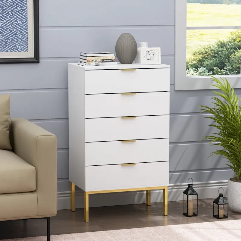 Cassettiera a 5 cassetti Comodino Armadietto contenitore 23,6 L Bianco/Nero