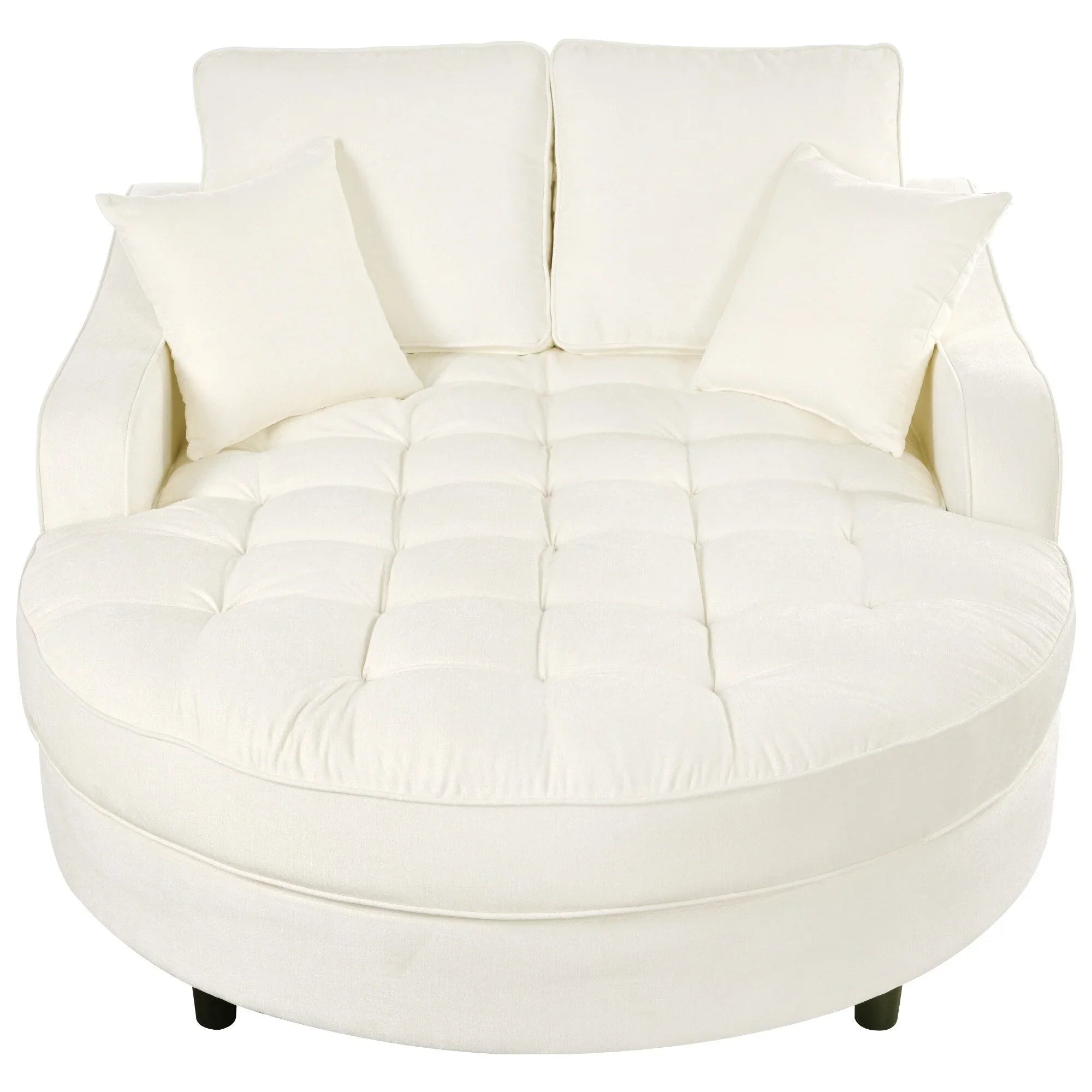 Divano Letto Chaise Longue in ciniglia, Divano Imbottito con Schienale Trapuntato e 2 Cuscini Rimovibili per Soggiorno