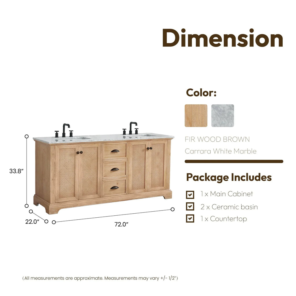 Mobile bagno Hervas con top in marmo naturale senza specchio