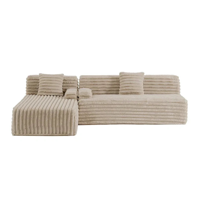 Divano componibile Cloud, divano moderno imbottito con 2 cuscini decorativi, divano combinabile liberamente, divano componibile a L