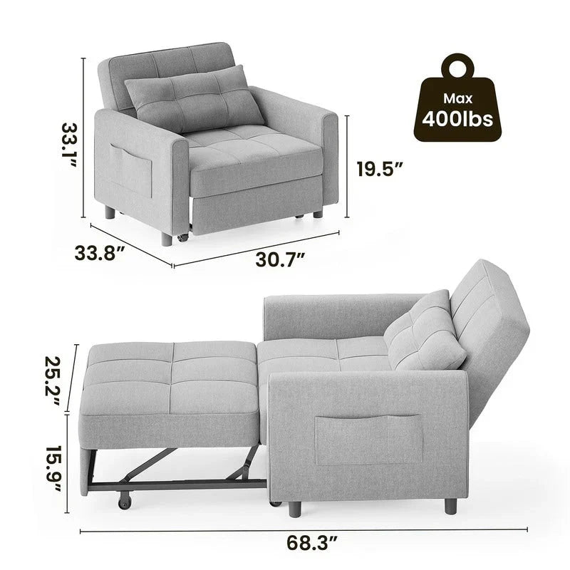 Divano letto trasformabile 3-in-1, Poltrona letto estraibile, Letto pieghevole convertibile per soggiorno