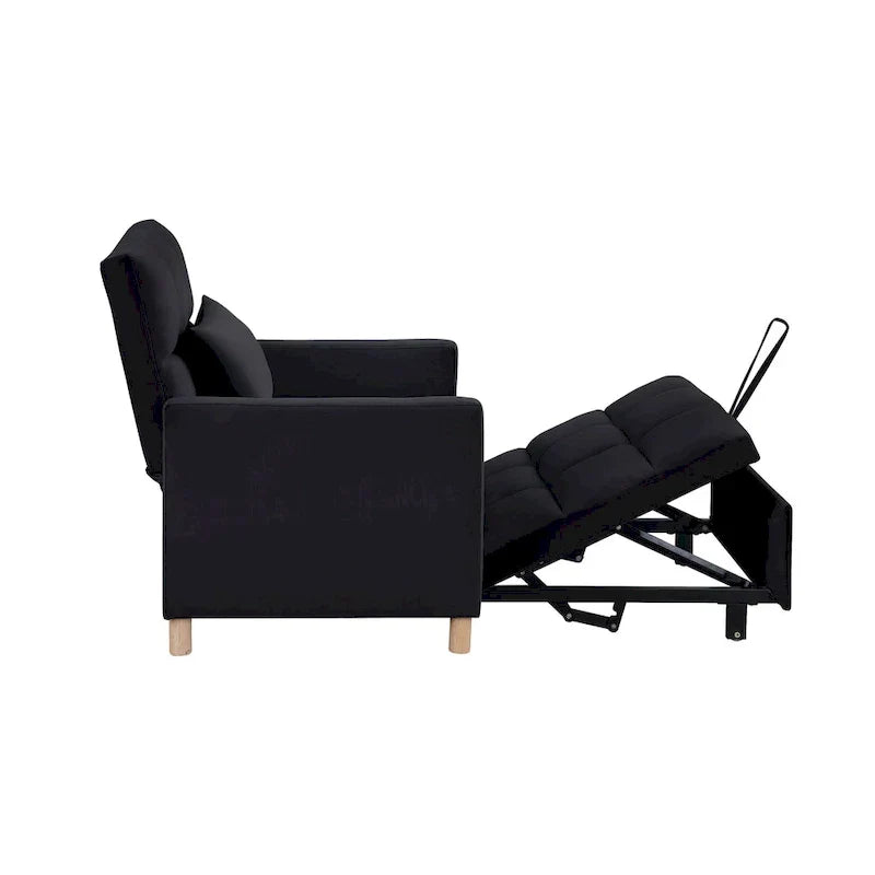 Divano letto 3 in 1 convertibile, poltrona e lettino, nero