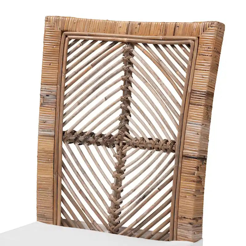 Sedia da pranzo Laluna bohémien moderna in rattan/legno di mogano con cuscino