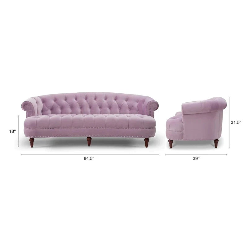 Divano Chesterfield trapuntato in velluto La Rosa 84 Mid-Century Modern