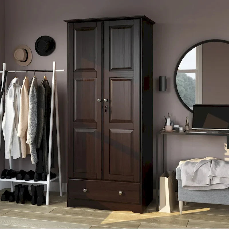 Guardaroba Flessibile in Legno Massello al 100% con Pomelli in Metallo o Legno