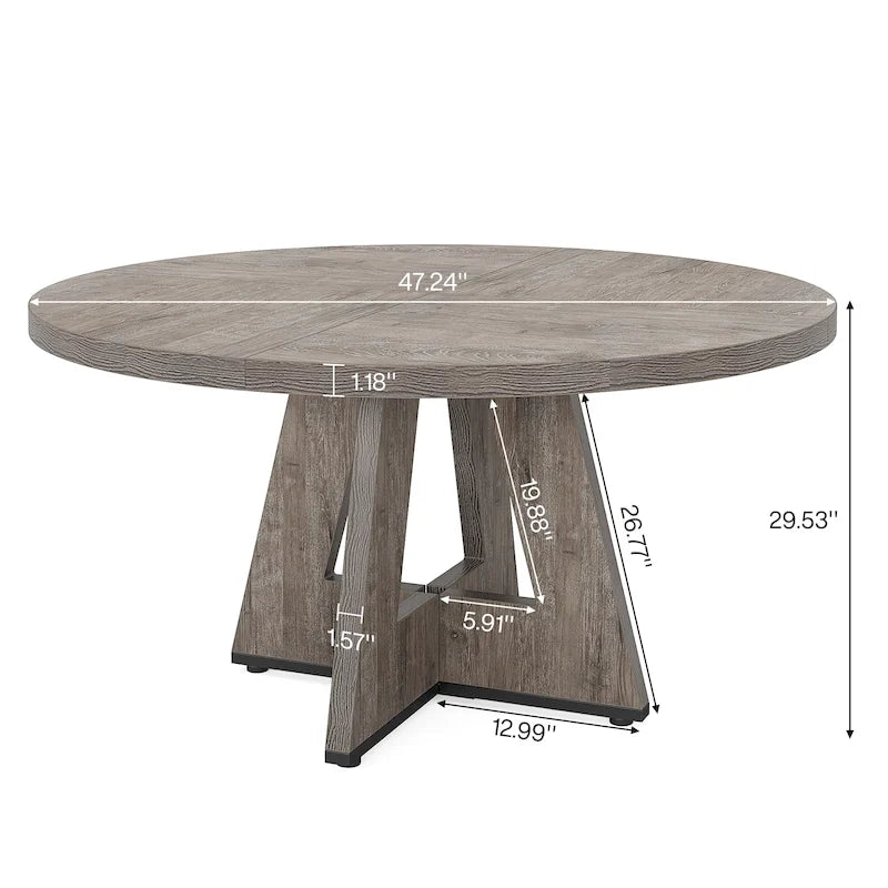 Tavolo da pranzo rotondo da 47 pollici per 4 persone, in legno stile rustico per cucina sala da pranzo soggiorno