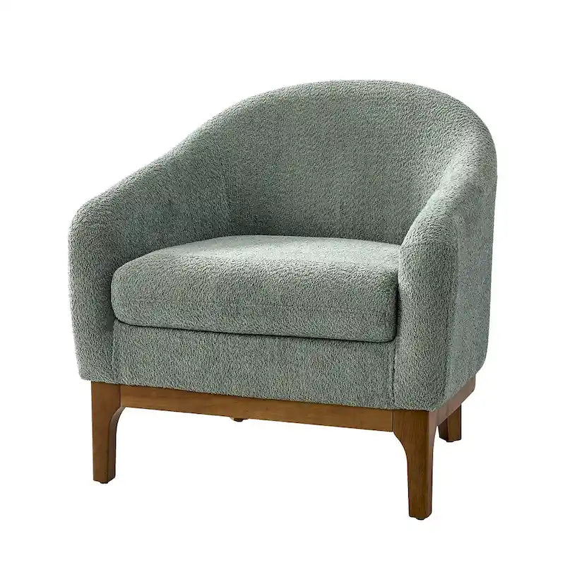 Poltrona a botte Augus Modern Boucle con gambe in legno massello di HULALA HOME