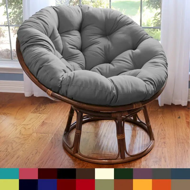 Sedia Papasan in rattan da 42 pollici con cuscino in twill