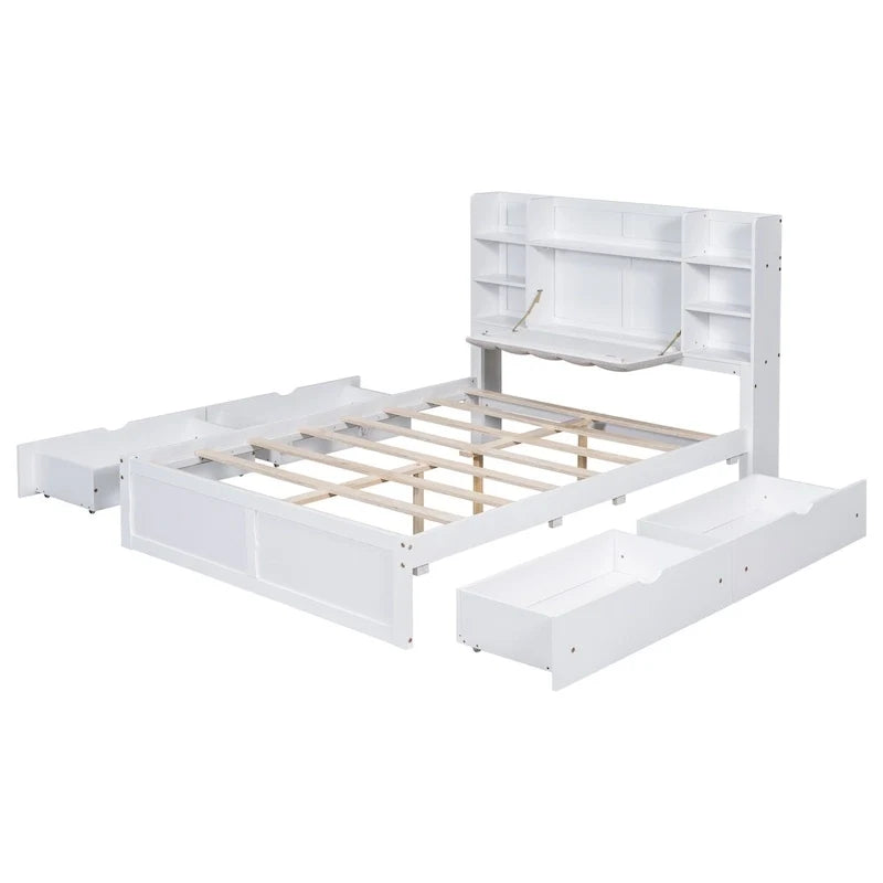 Struttura letto con 4 cassetti contenitore portatili sotto il letto