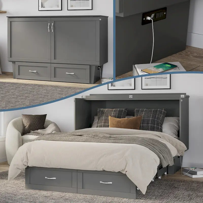 Cassettone letto a scomparsa Chelsea Queen con materasso