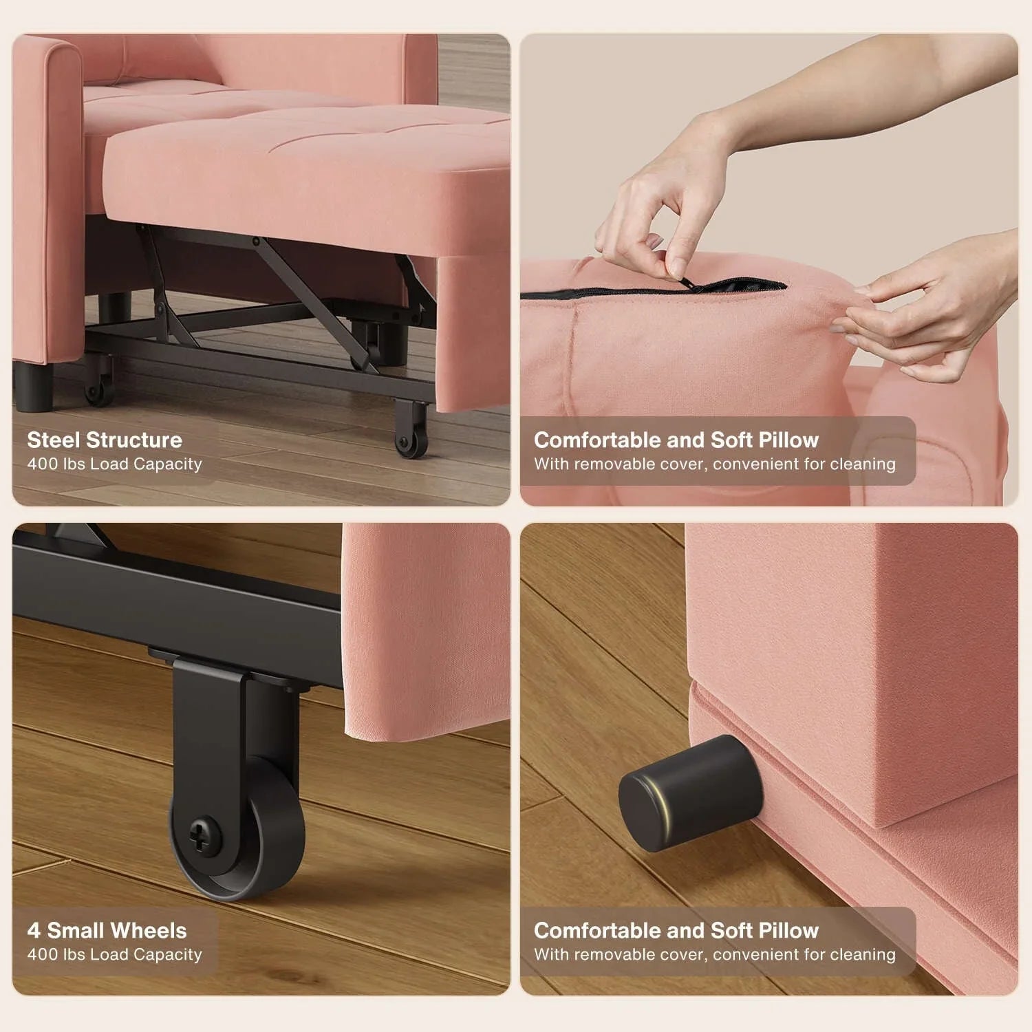Divano letto trasformabile 3-in-1, Poltrona letto estraibile, Letto pieghevole convertibile per soggiorno