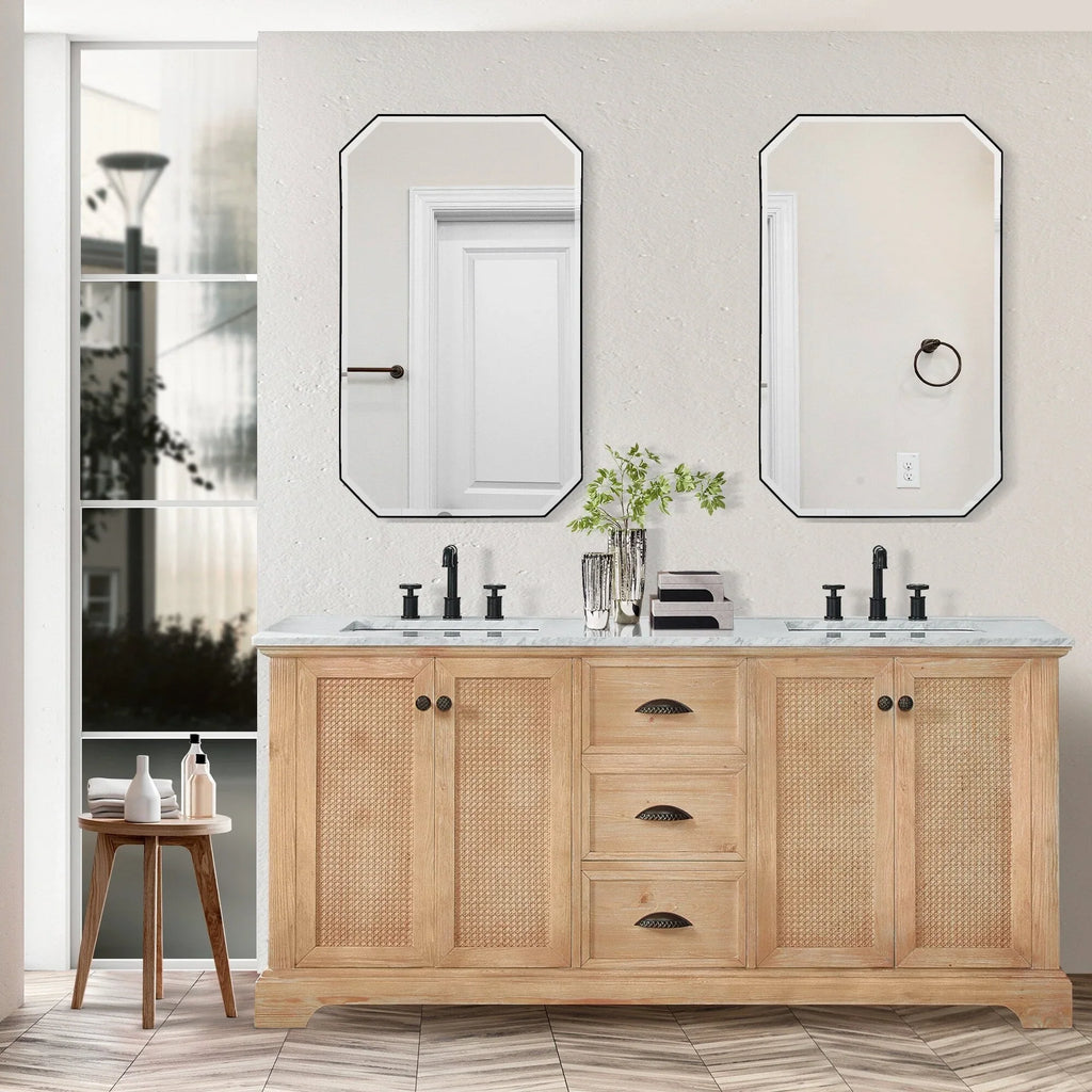 Mobile bagno Hervas con top in marmo naturale senza specchio