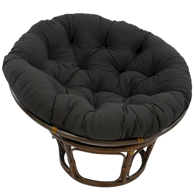Sedia Papasan in rattan da 42 pollici con cuscino in twill