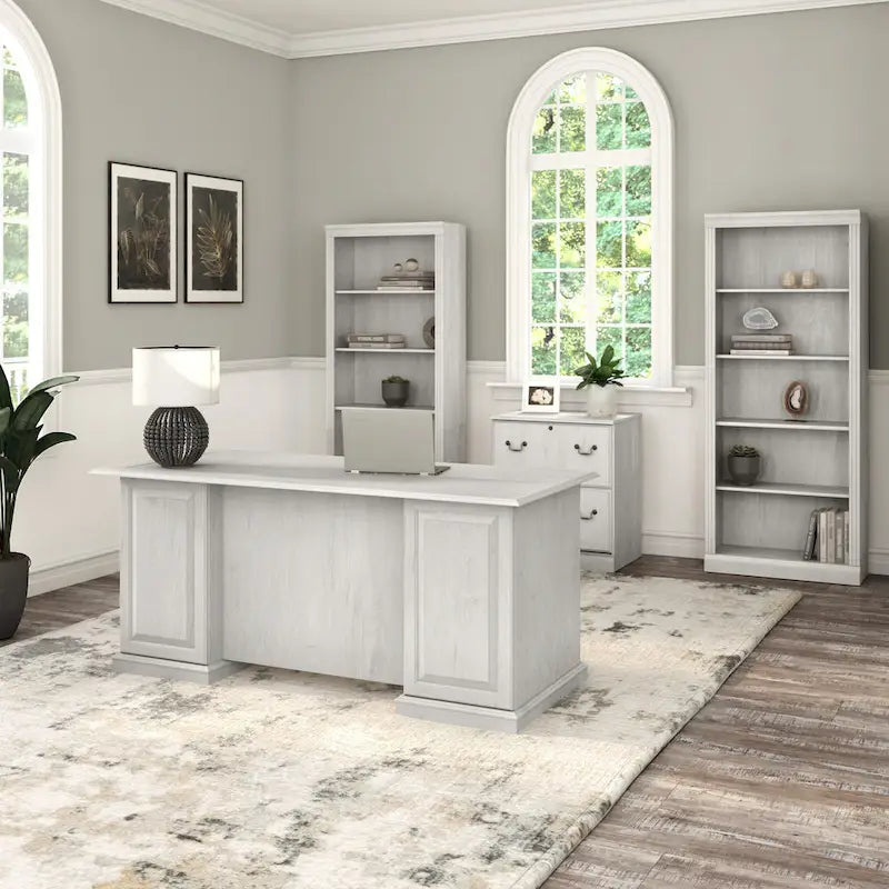Scrivania Direzionale Bush Furniture Saratoga con Cassetti e Vani Contenitori