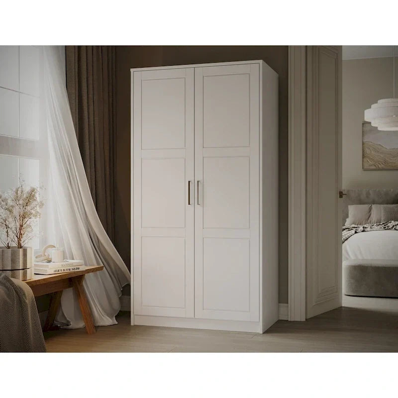 Armadio Urban a 2 ante in 100% legno massello con ante piene e a specchio