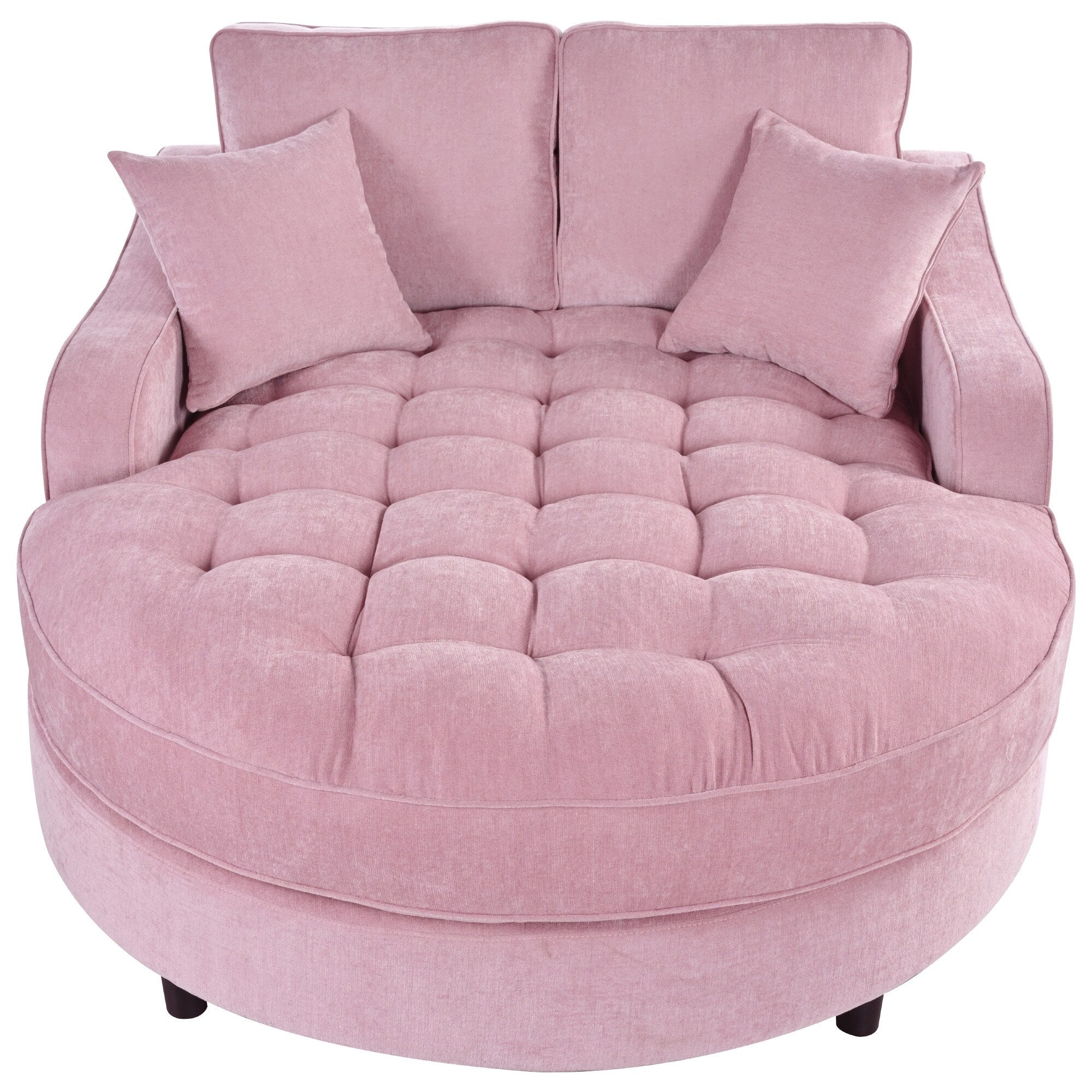 Divano Letto Chaise Longue in ciniglia, Divano Imbottito con Schienale Trapuntato e 2 Cuscini Rimovibili per Soggiorno