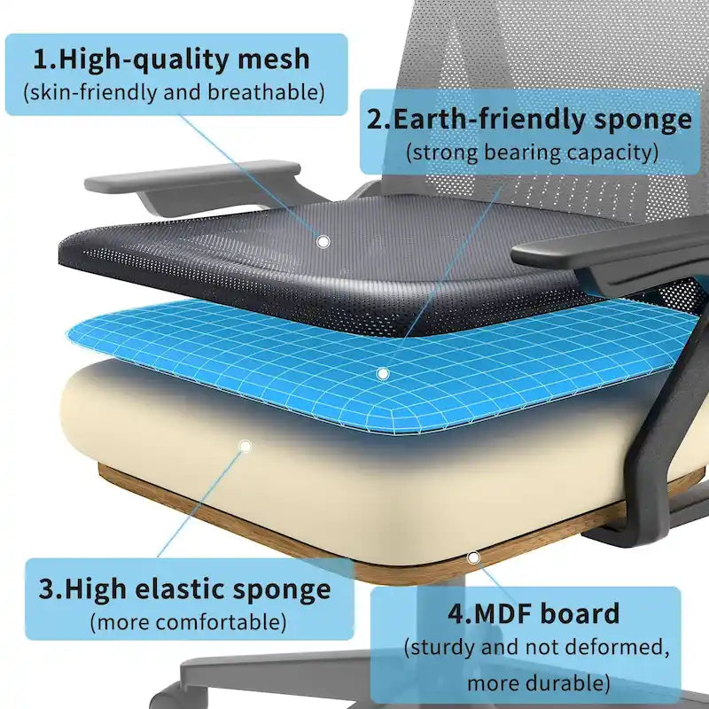 Javlergo Sedia da Ufficio Girevole a Schienale Medio con Supporto Lombare, Sedia da Scrivania Ergonomica da Computer in Rete con Braccioli