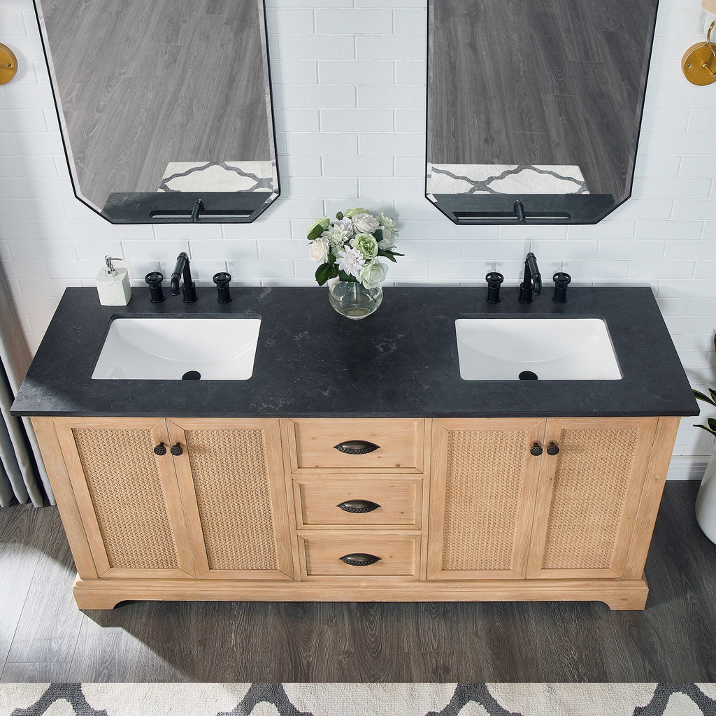 Mobile bagno Hervas con top in marmo naturale senza specchio