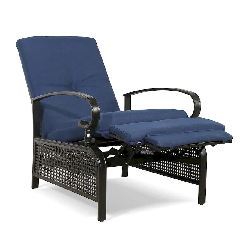 Poltrona Reclinabile Regolabile da Esterno con Cuscino - 38 (P) x 26.5 (L) x 38.5 (A) POLLICI