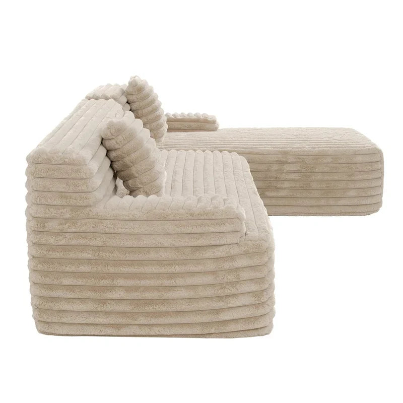 Divano componibile Cloud, divano moderno imbottito con 2 cuscini decorativi, divano combinabile liberamente, divano componibile a L