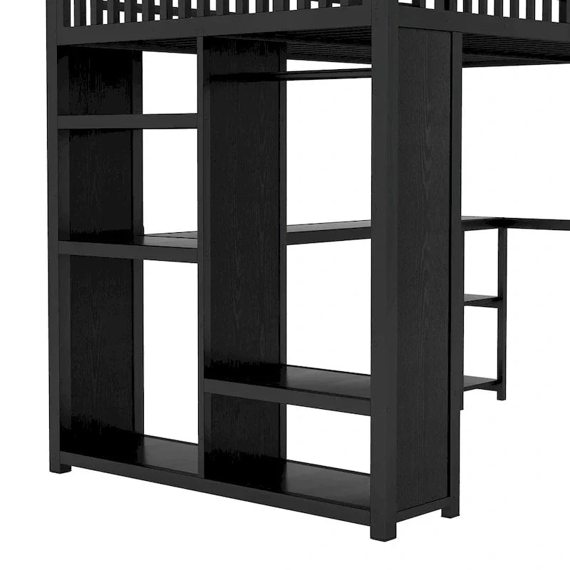 Struttura letto a soppalco full XL con armadio integrato