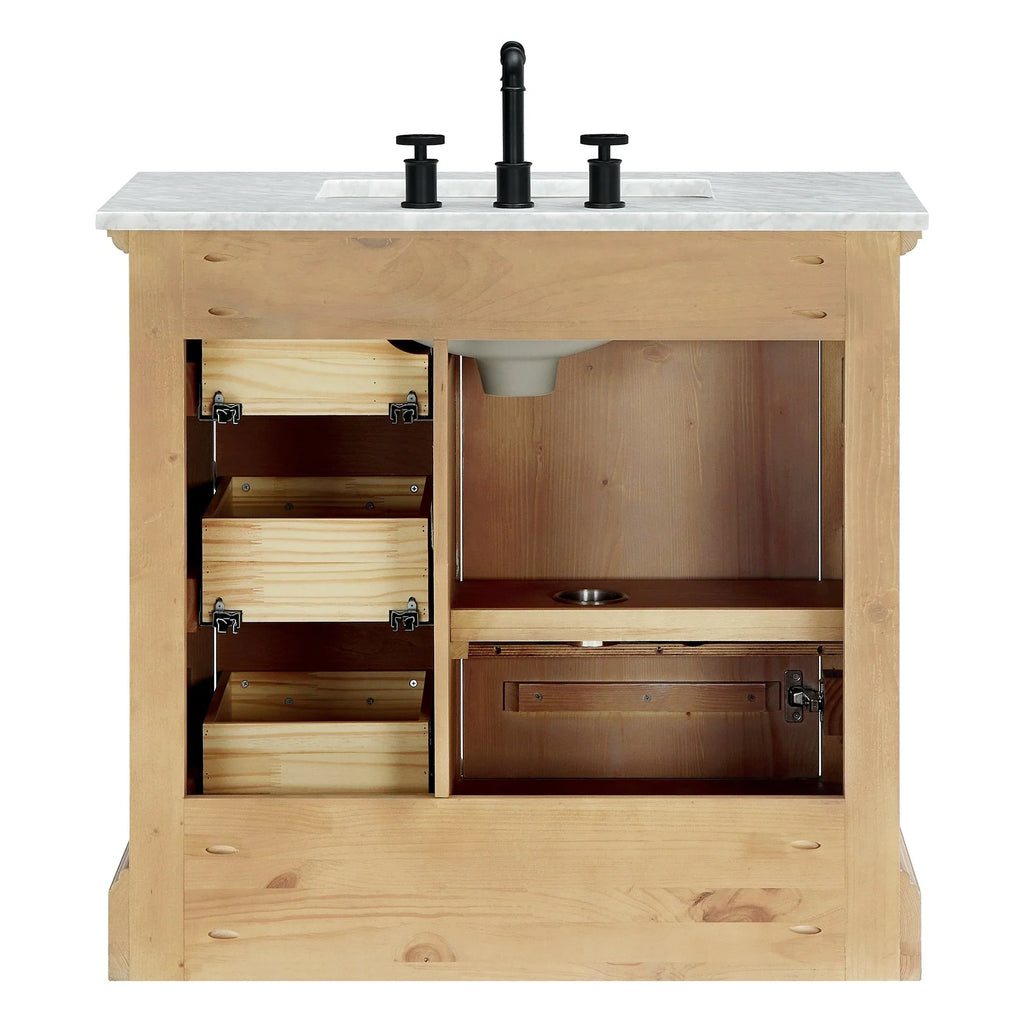 Mobile bagno Hervas con top in marmo naturale senza specchio