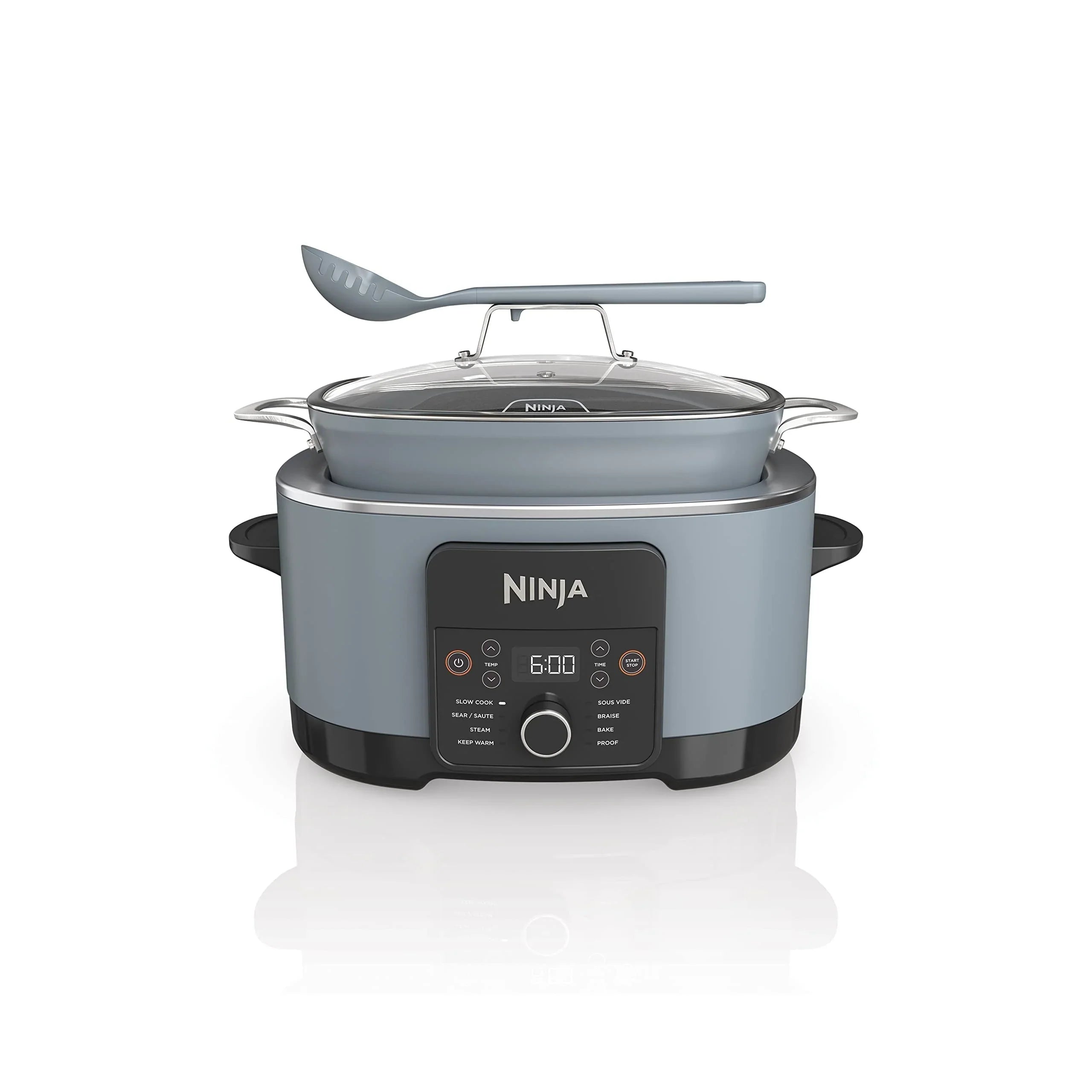 Multi-Cooker da 8,5 litri, con 8 funzioni in 1: Slow Cooker, Pentola Olandese, Vaporiera, Coperchio in Vetro, Cucchiaio Integrato, Pentola Adatta al Forno fino a 260°C
